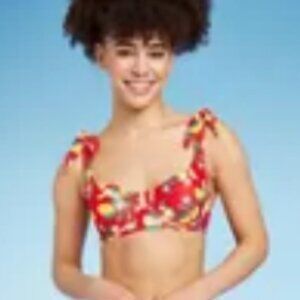 Women's Shoulder Tie Underwire Bikini Top Red Lemon